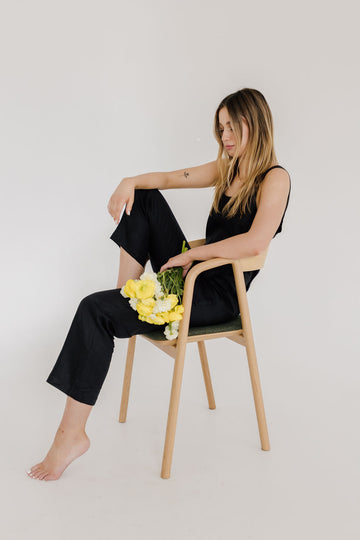 Isla Jumpsuit - Black Linen