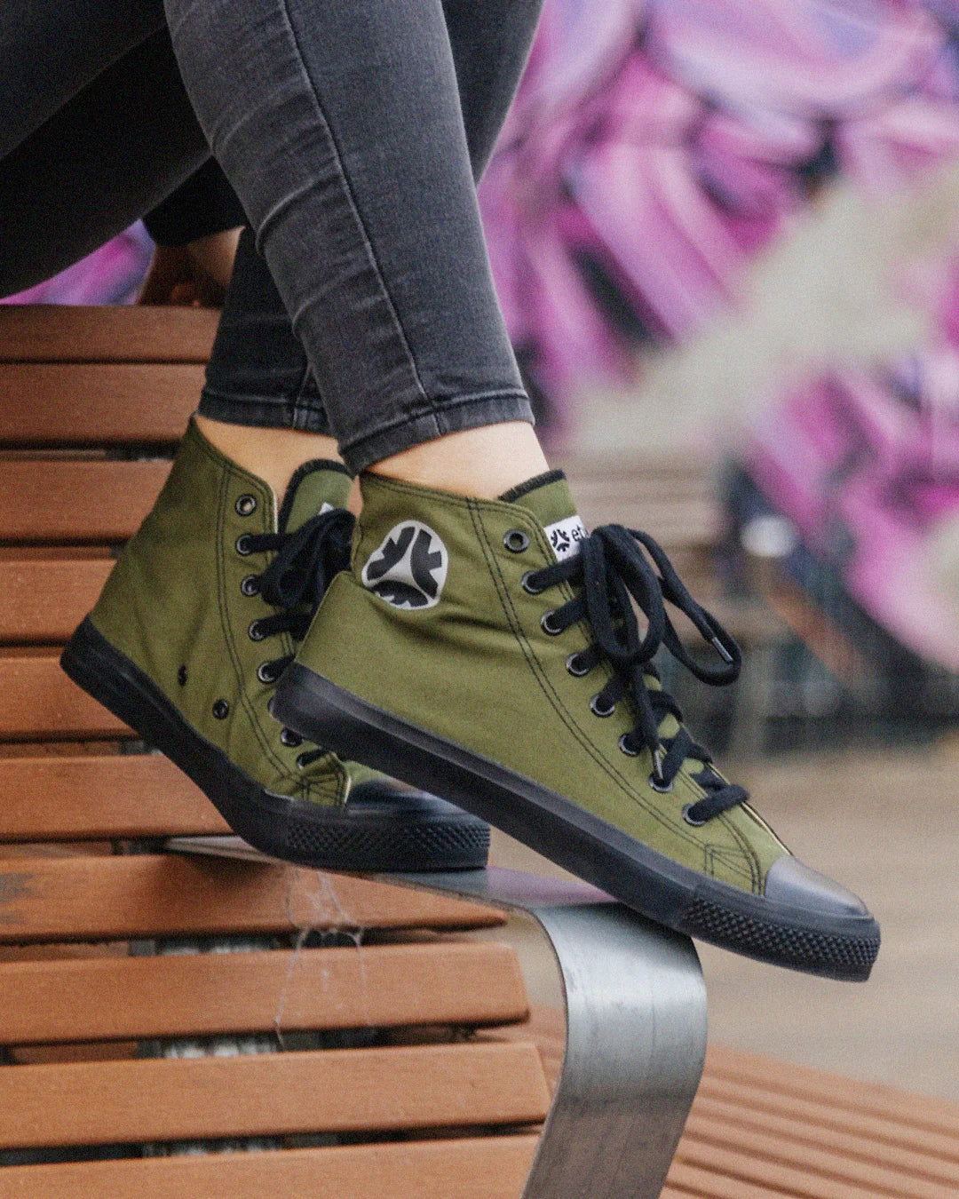 High Top Sneakers, Olive & Black