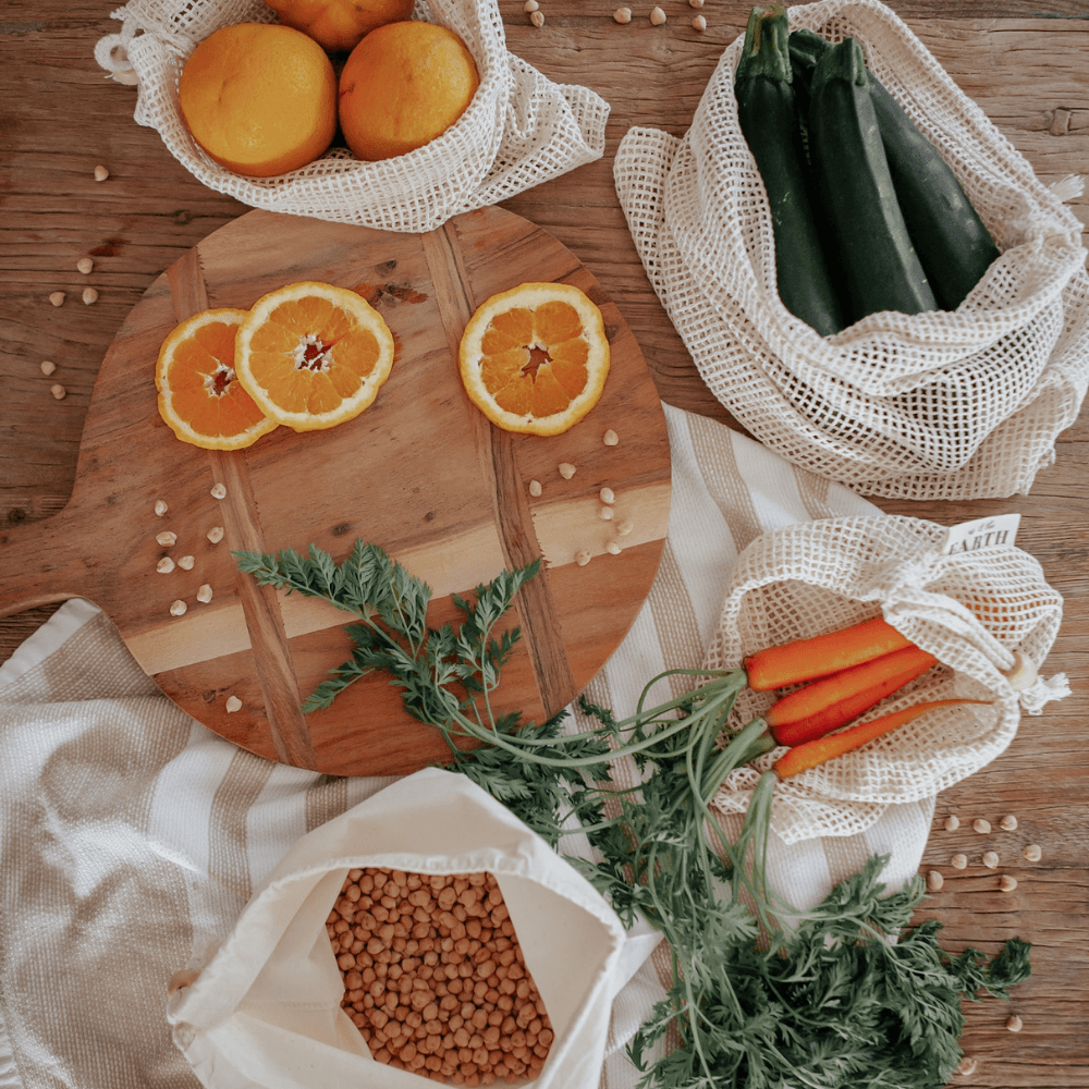 Farmer's Market Bundle -Reusable Cotton Mesh Vegetable Bags