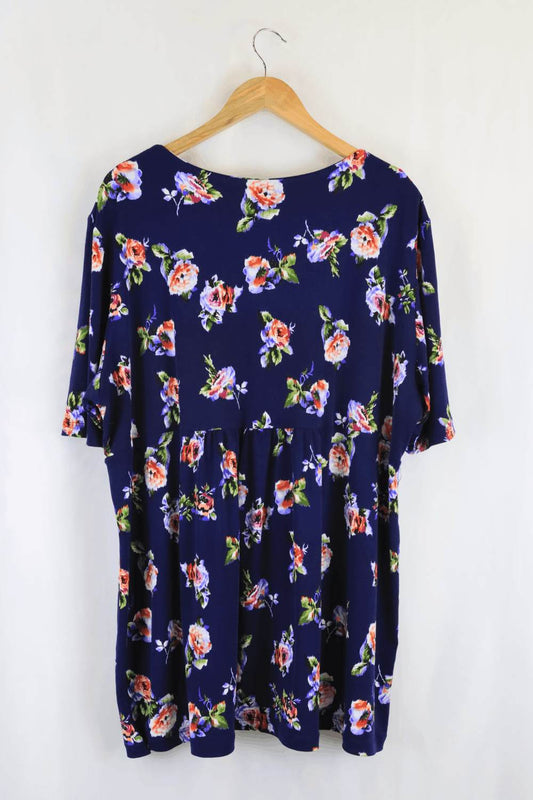 Emme Floral Blue Dress L