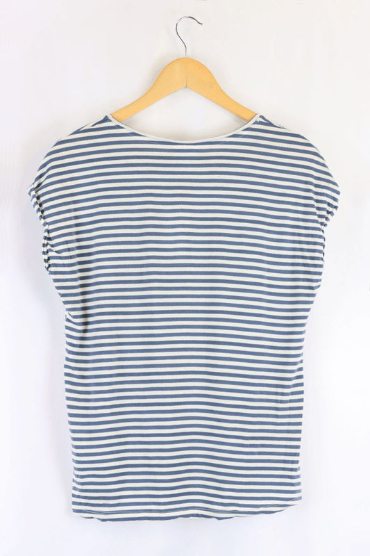 Aware By Vero Moda Striped Blue Top And White XS