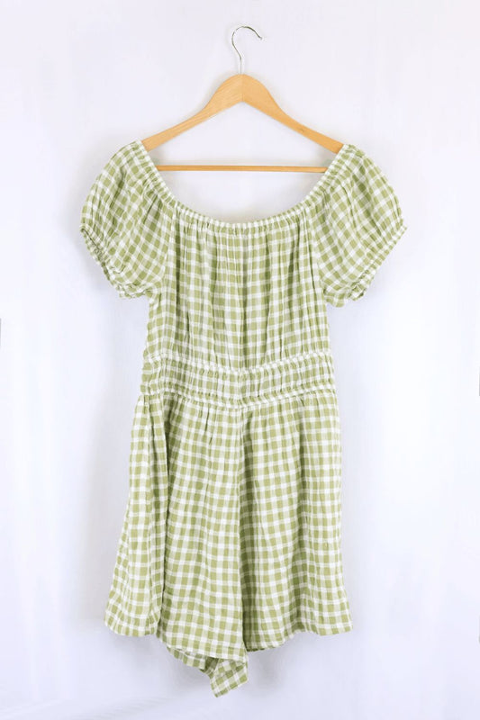 American Eagle Green Check Dress L