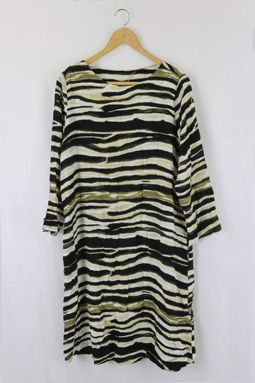 Yarra Trail Zebra Print Green And Black Dress 12