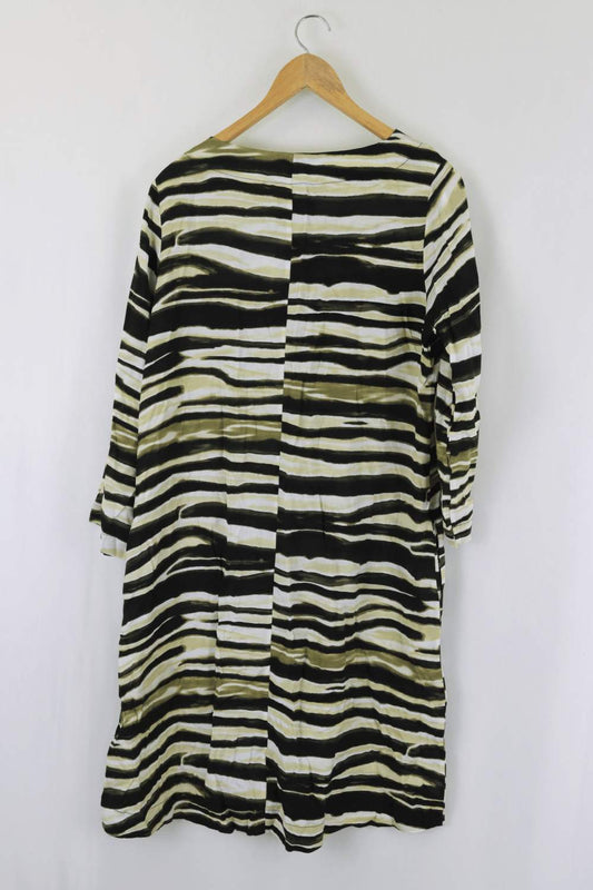 Yarra Trail Zebra Print Green And Black Dress 12