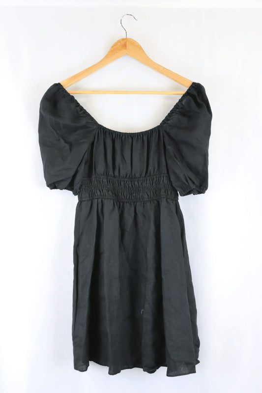 Forever New Black Off The Shoulder Empire Line Dress 8