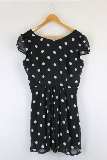 Dolly Polka Dot Black And White Dress L