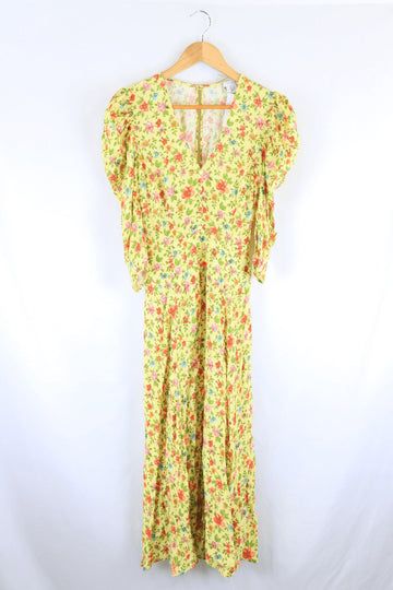 Ghost Yellow Floral Dress XS