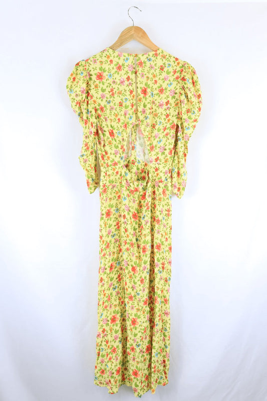 Ghost Yellow Floral Dress XS