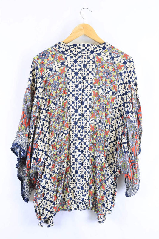 Blue Soul Patterned Kimono S