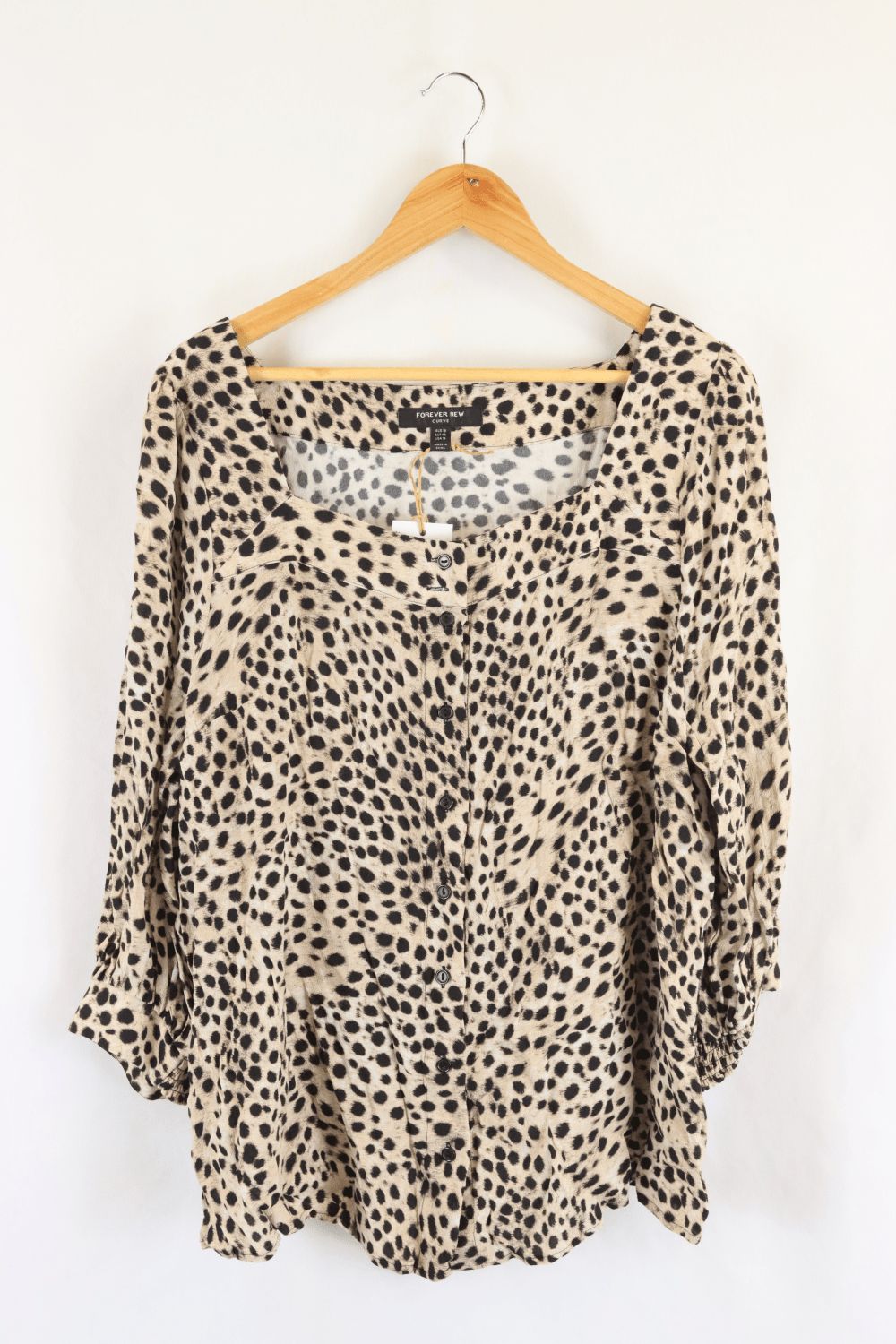 Forever New Beige Printed Blouse 18