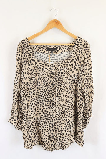 Forever New Beige Printed Blouse 18