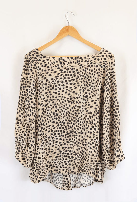 Forever New Beige Printed Blouse 18