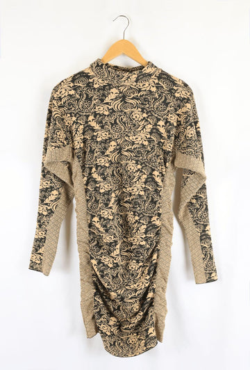 Zara Beige Printed Mini Dress L