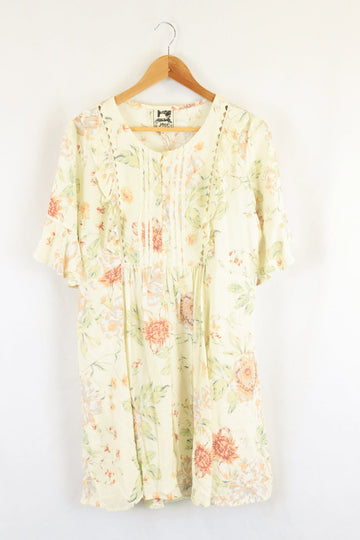 Jaase White Floral Dress M