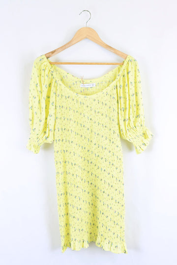 Faithfull The Brand Yellow Shirred Dress 12