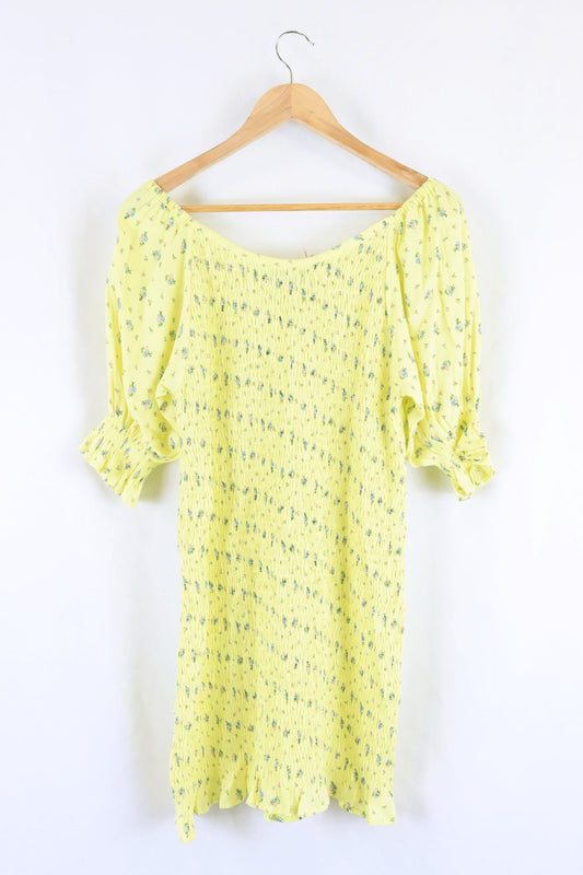 Faithfull The Brand Yellow Shirred Dress 12