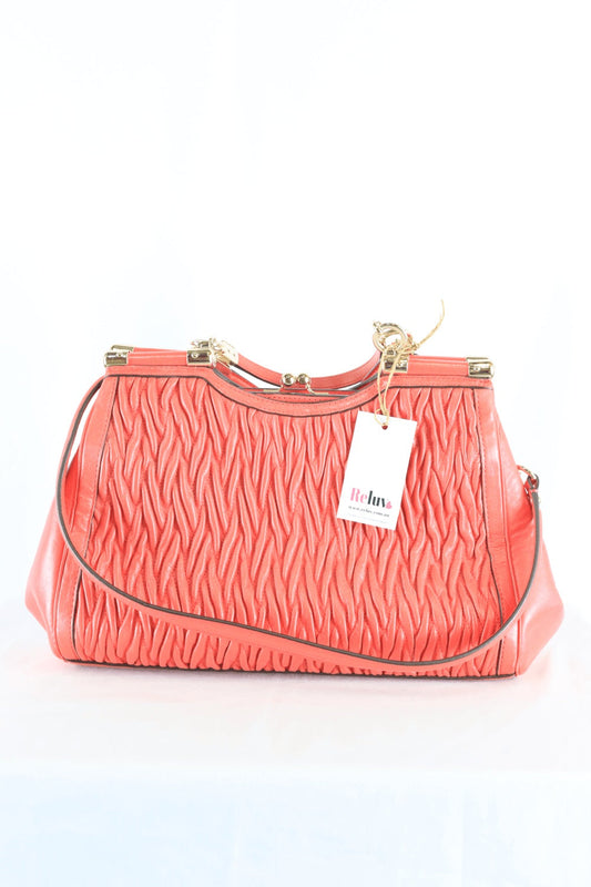 Coach Red Gathered Twisted Leather Bag