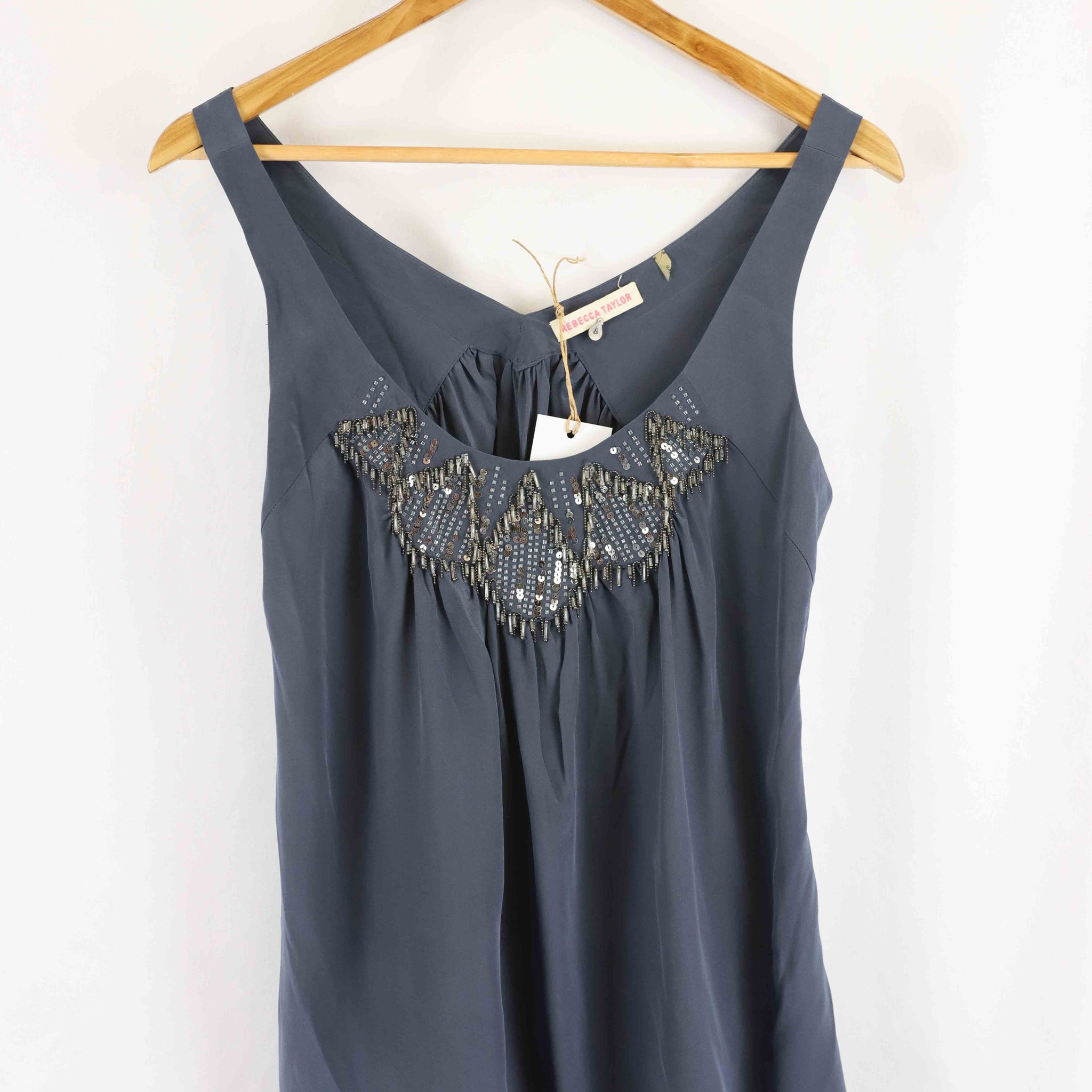 Rebecca Taylor Blue Beaded Top S