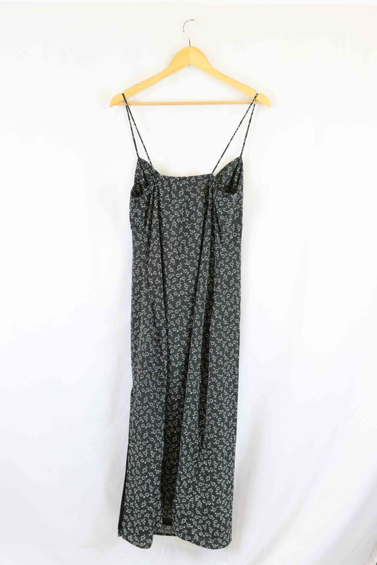 Atmos & Here Black Floral Printed Slip Dress 16