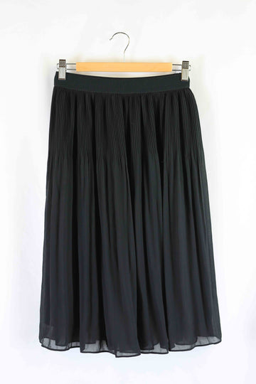 H&M Black Pleated Midi Skirt M