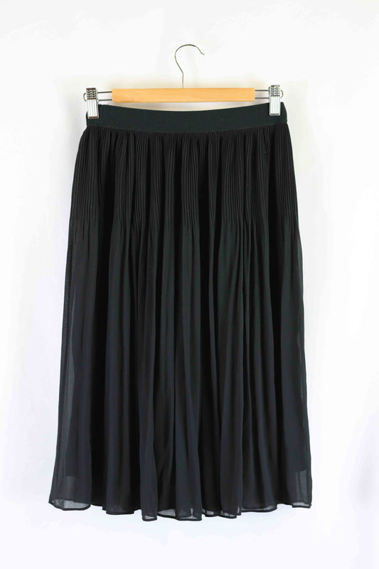 H&M Black Pleated Midi Skirt M