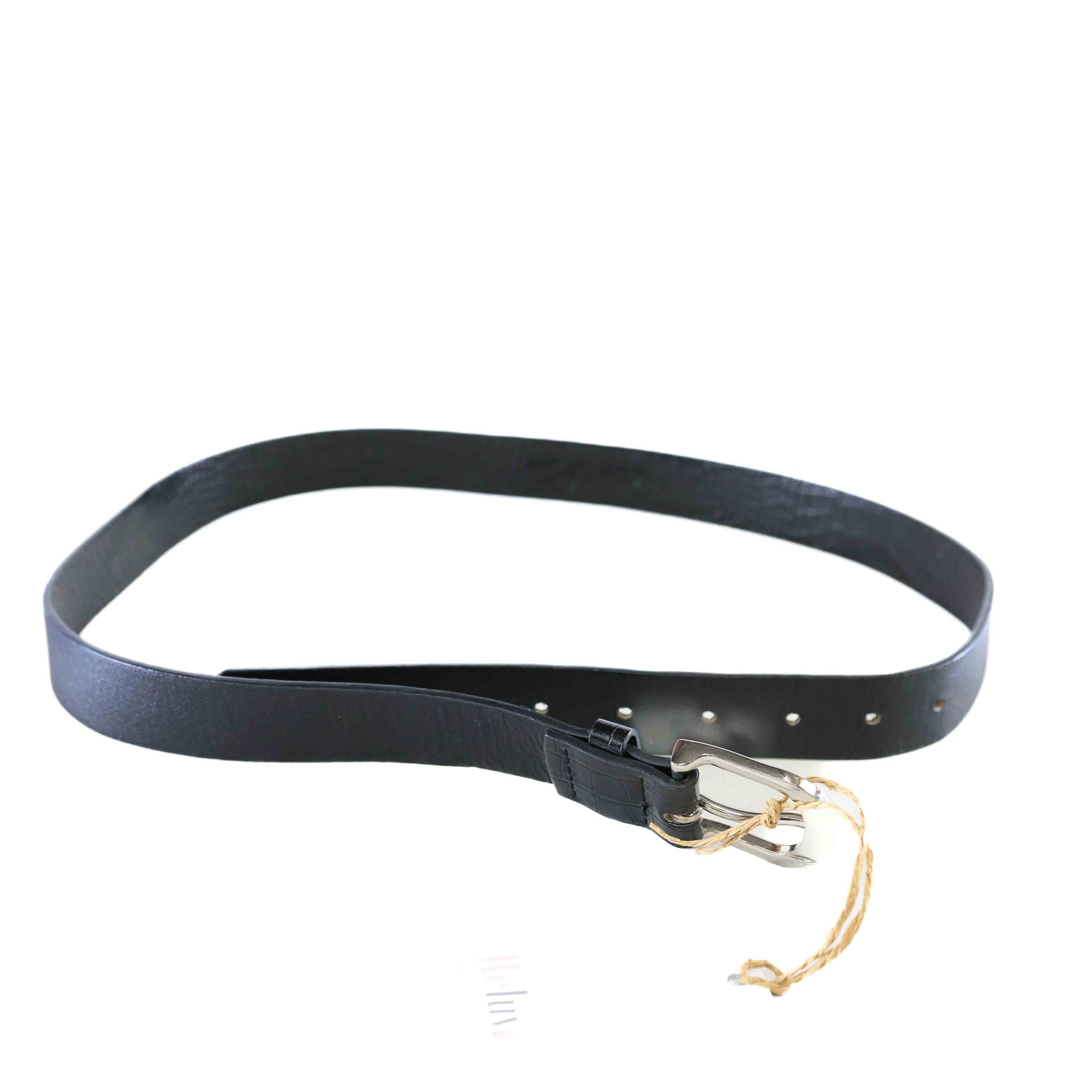 Black Crocodile Leather Belt