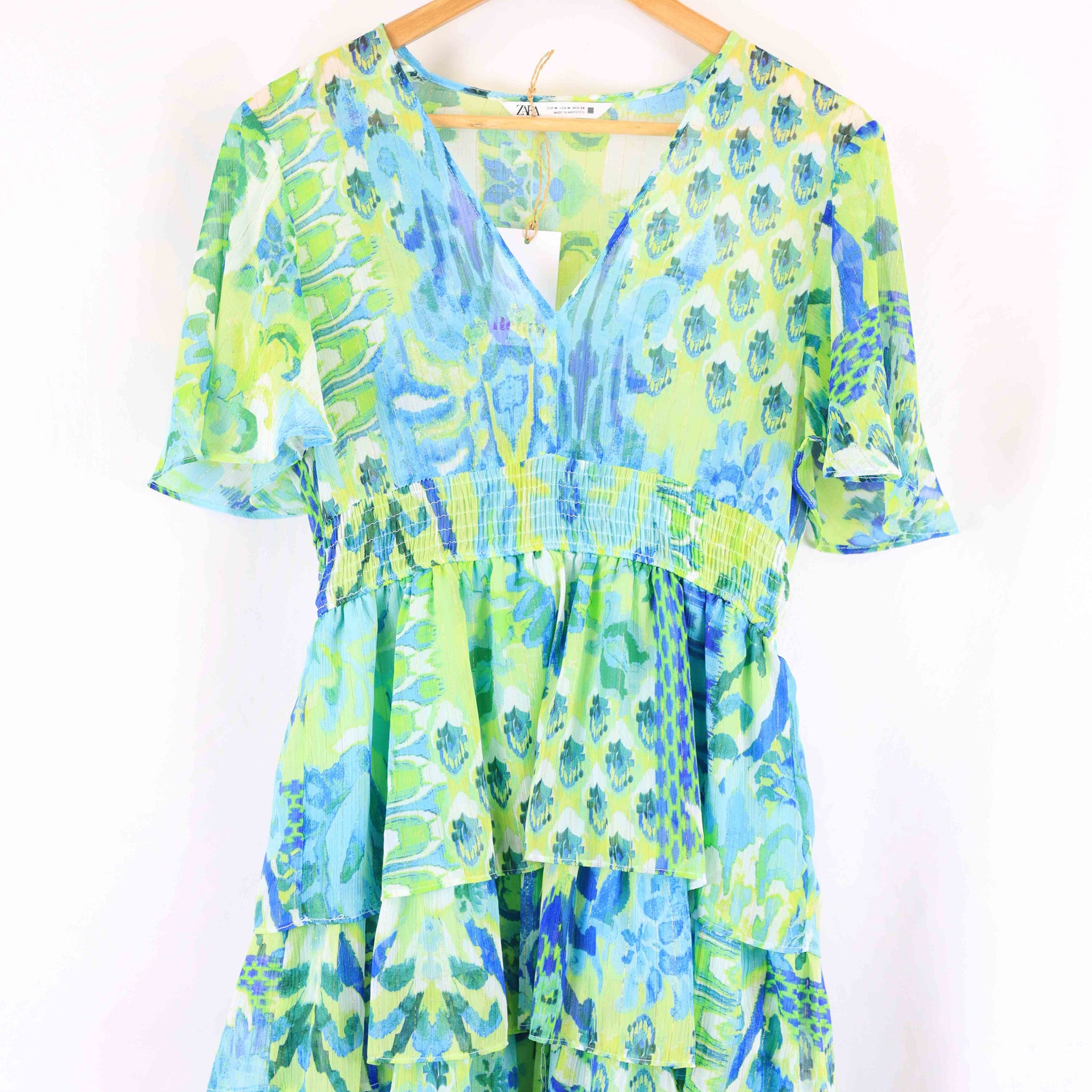 Zara Blue And Green Dress M