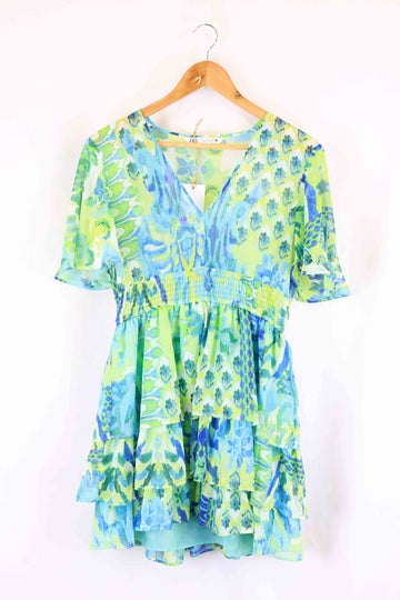 Zara Blue And Green Dress M