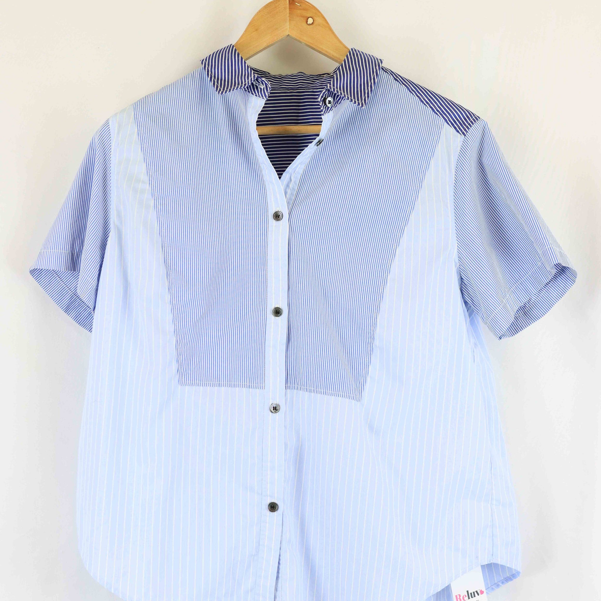 Nisque Blue Striped Button Down Shirt S