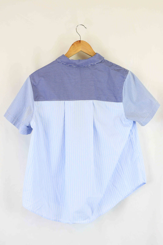 Nisque Blue Striped Button Down Shirt S