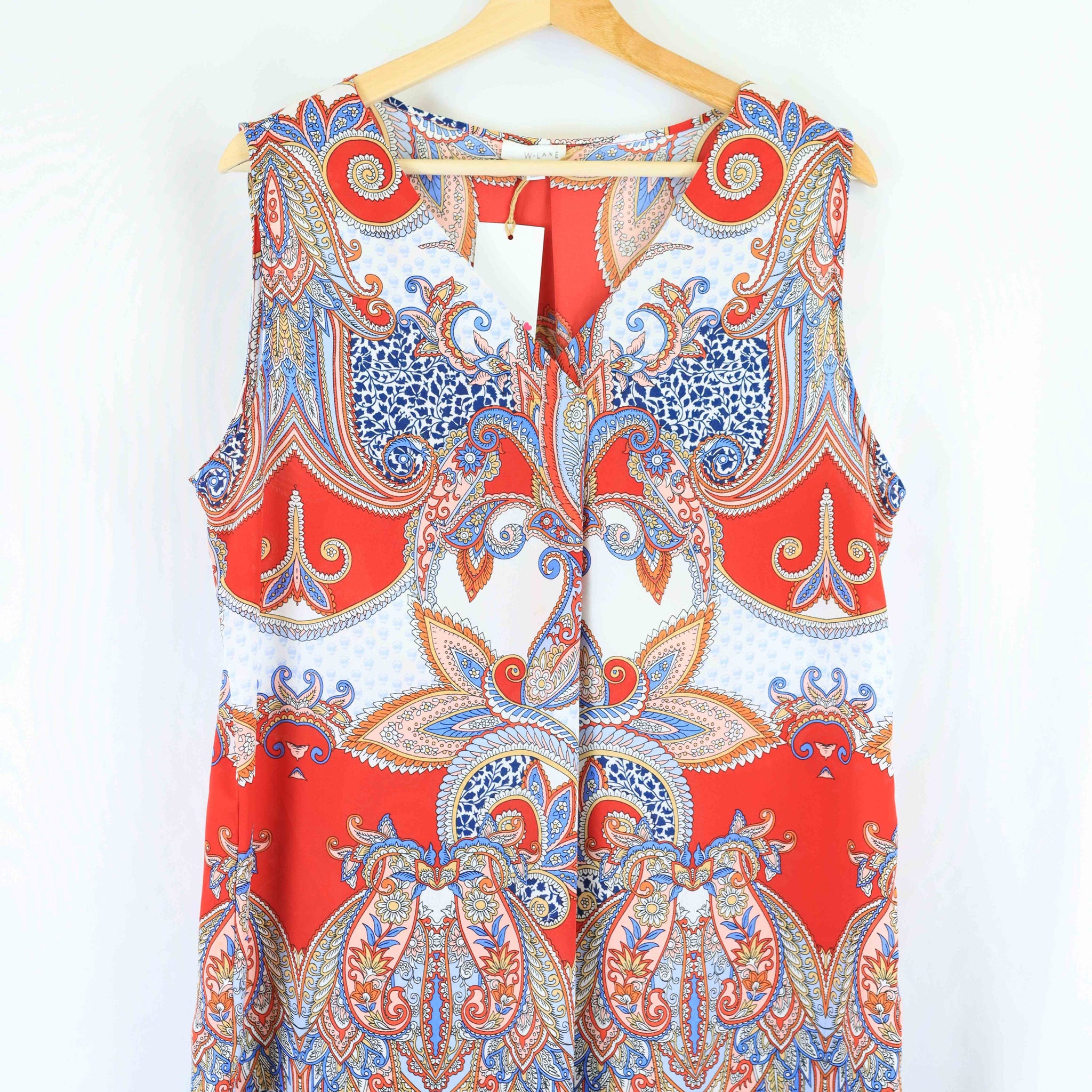 W Lane Red Mutli Print Blouse Top 14