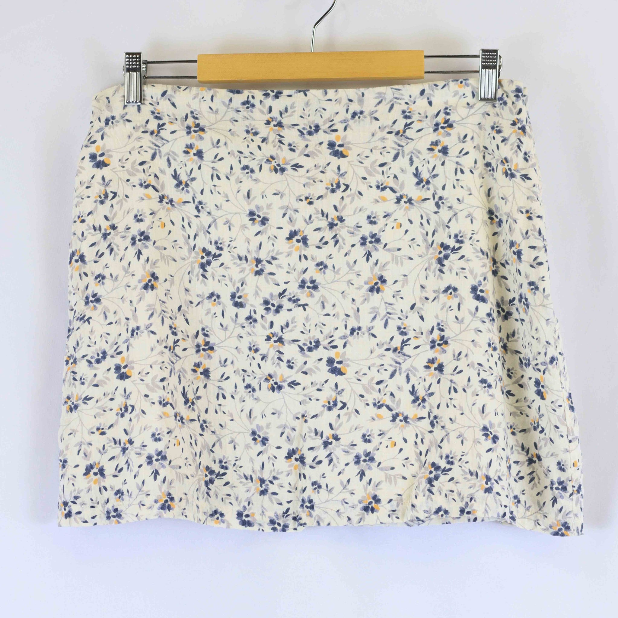 Rusty White Blue Floral Print Mini Skirt 14