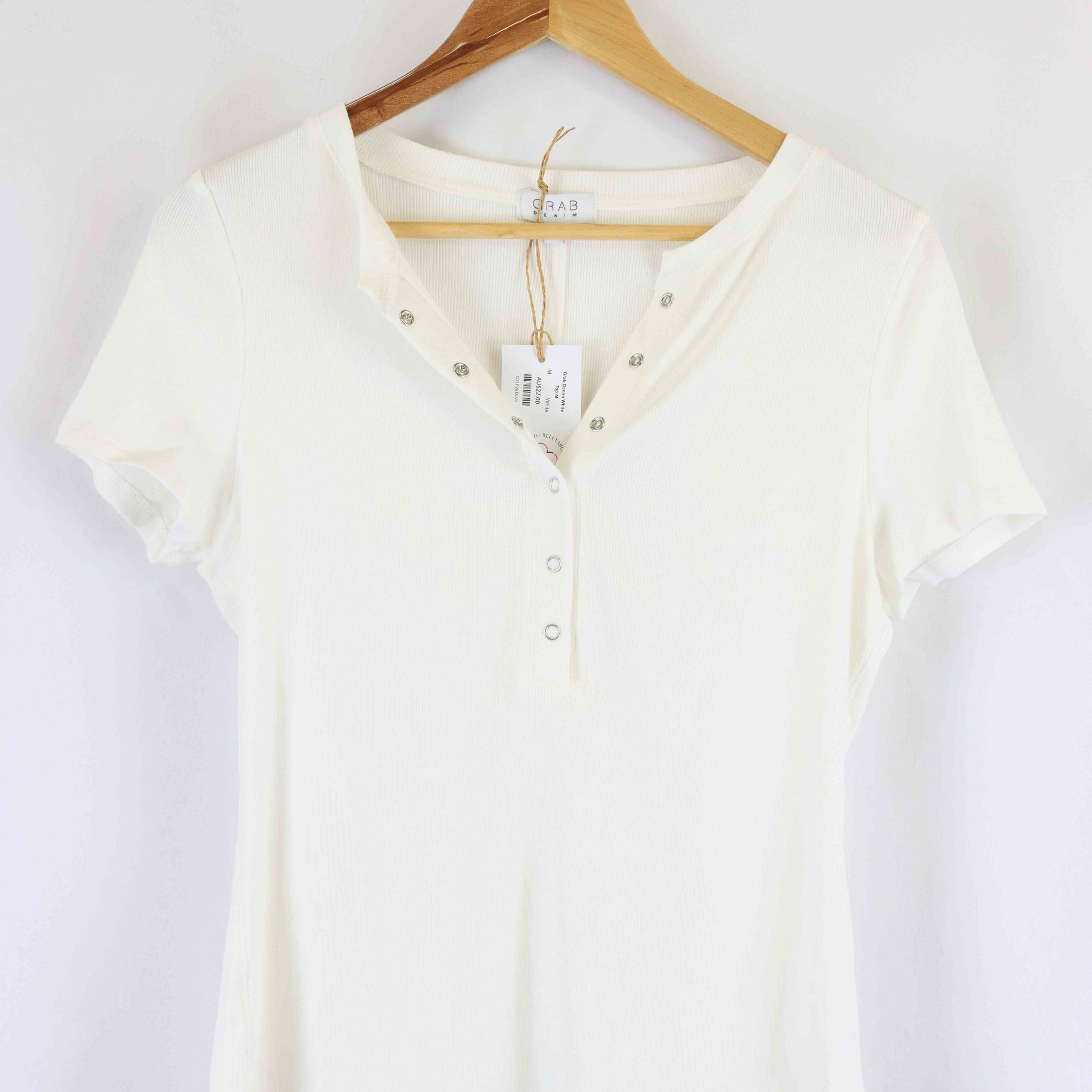 Grab Denim White Top M