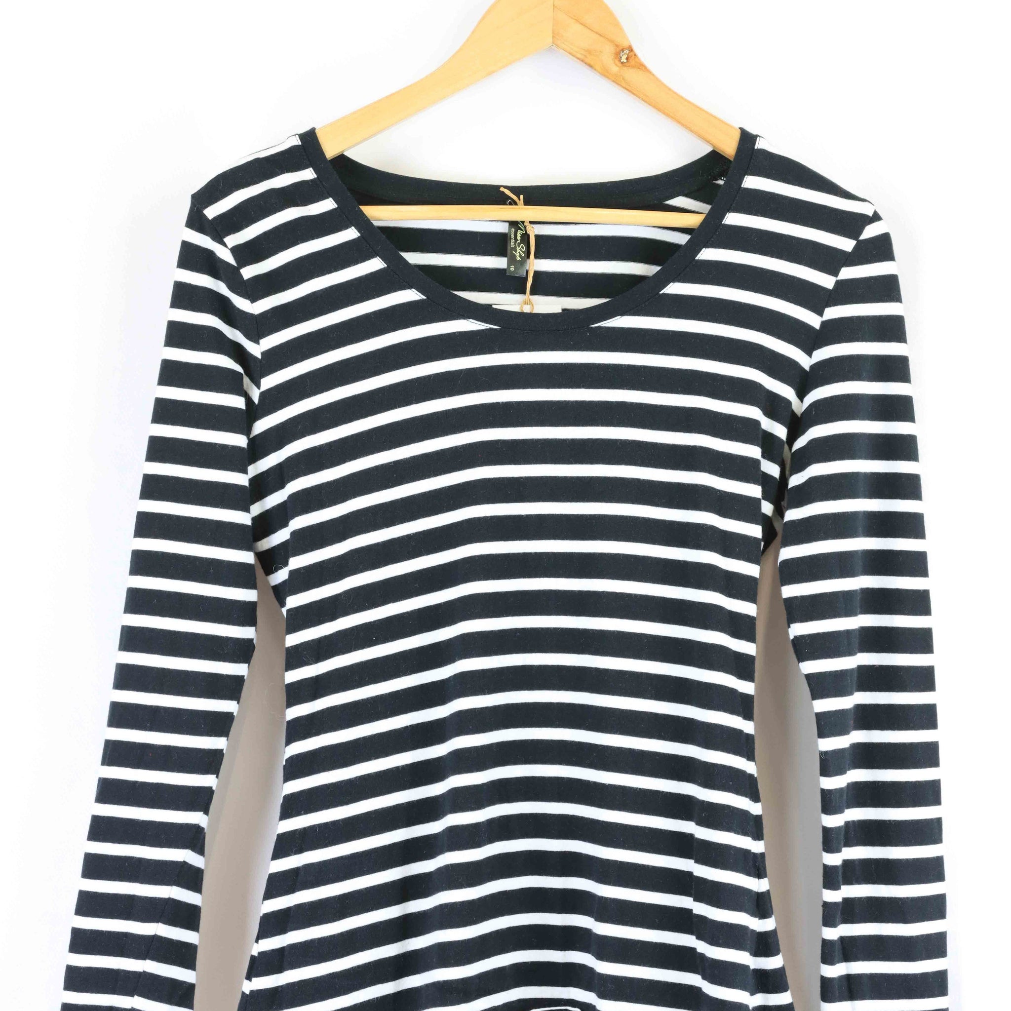 Miss Shop Black and White Stripe Long Sleeve Top 12