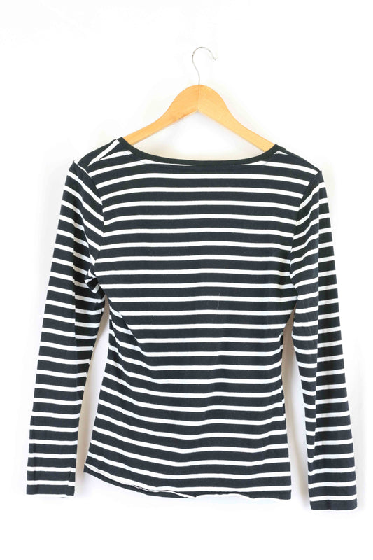 Miss Shop Black and White Stripe Long Sleeve Top 12