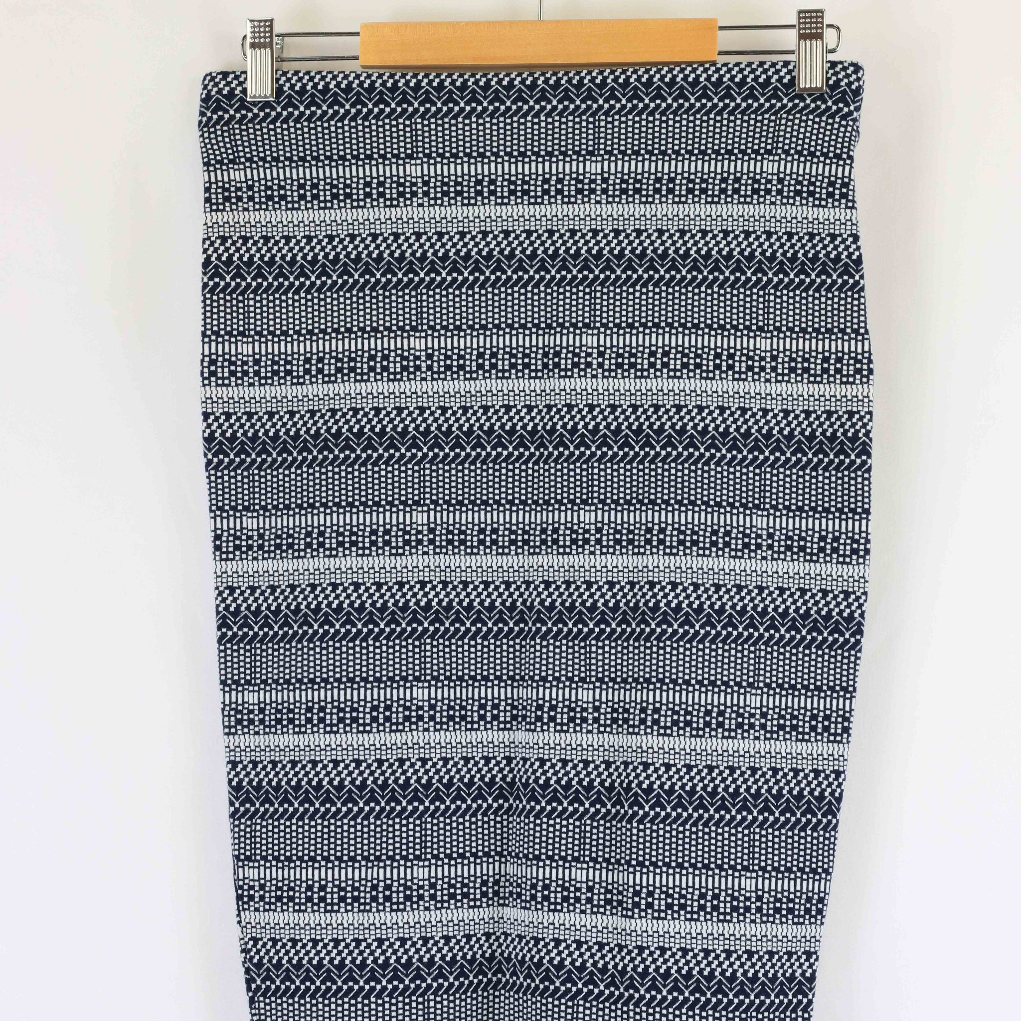 Zara Blue And White Patterned Skirt S