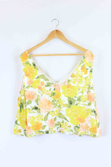 Girl And The Sun Yellow Floral Cropped Top XL