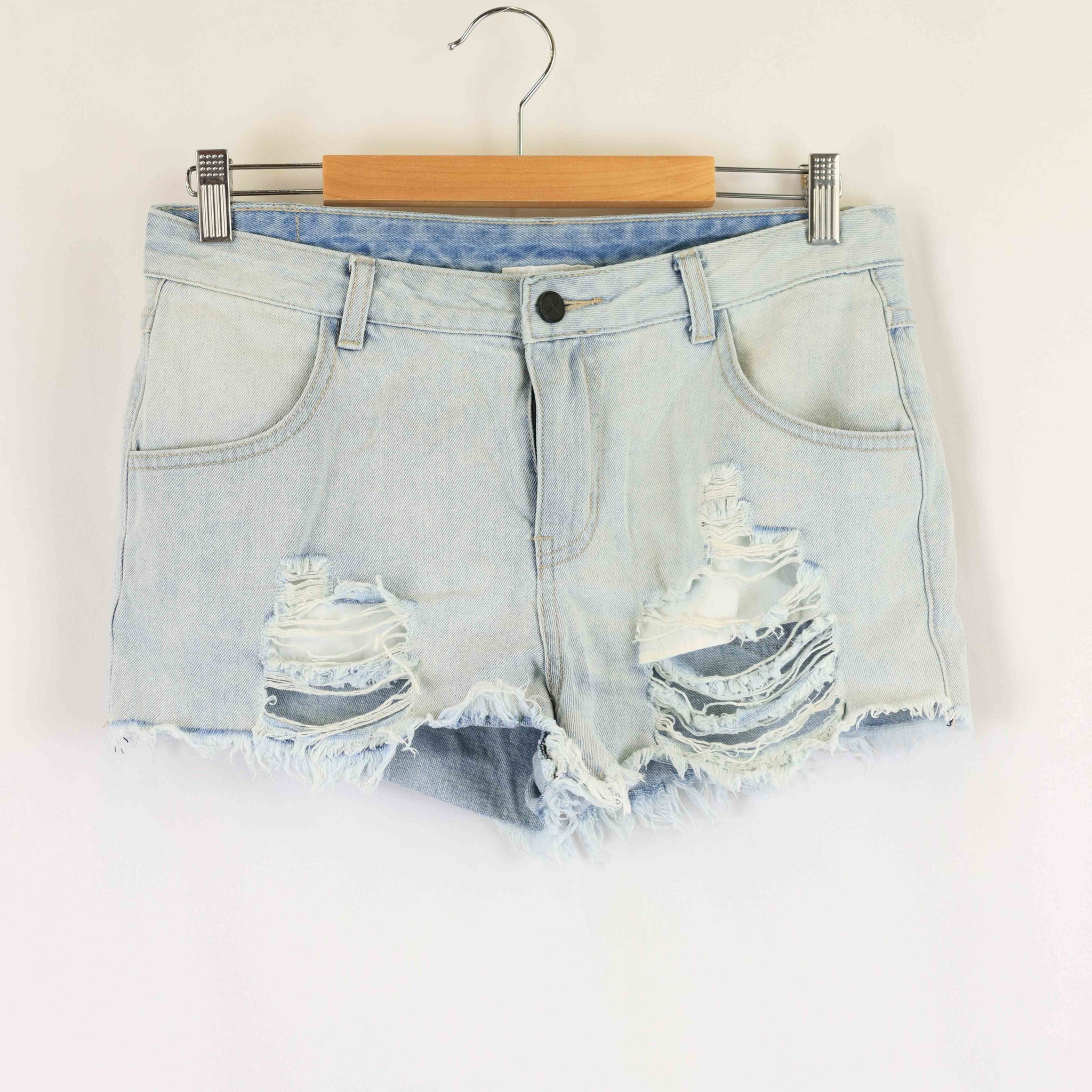 First Base Denim Ripped Shorts S