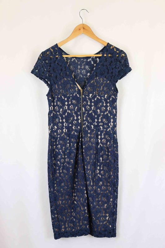 Dorothy Perkins Navy Lace Pencil Dress 10