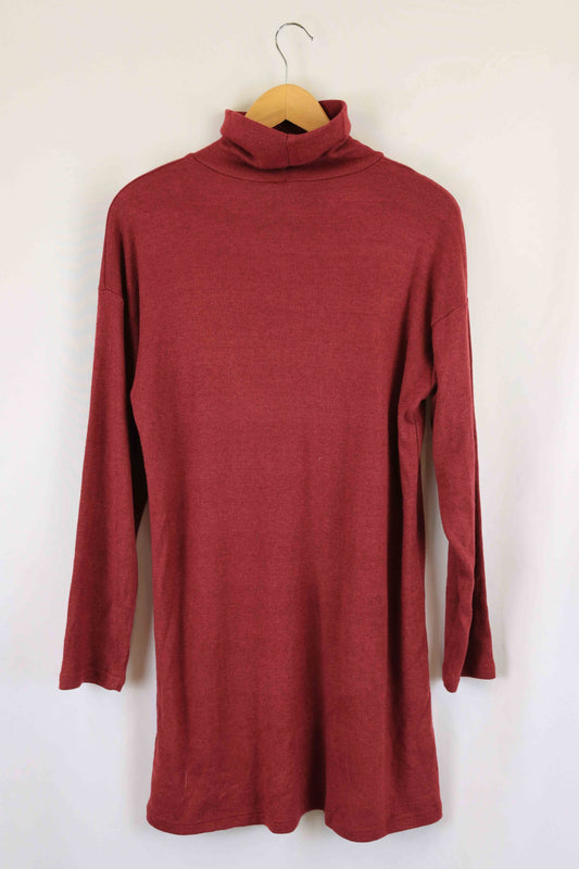 Atmos & Here Burgandy Turtle Neck Long Sleeve Dress 12