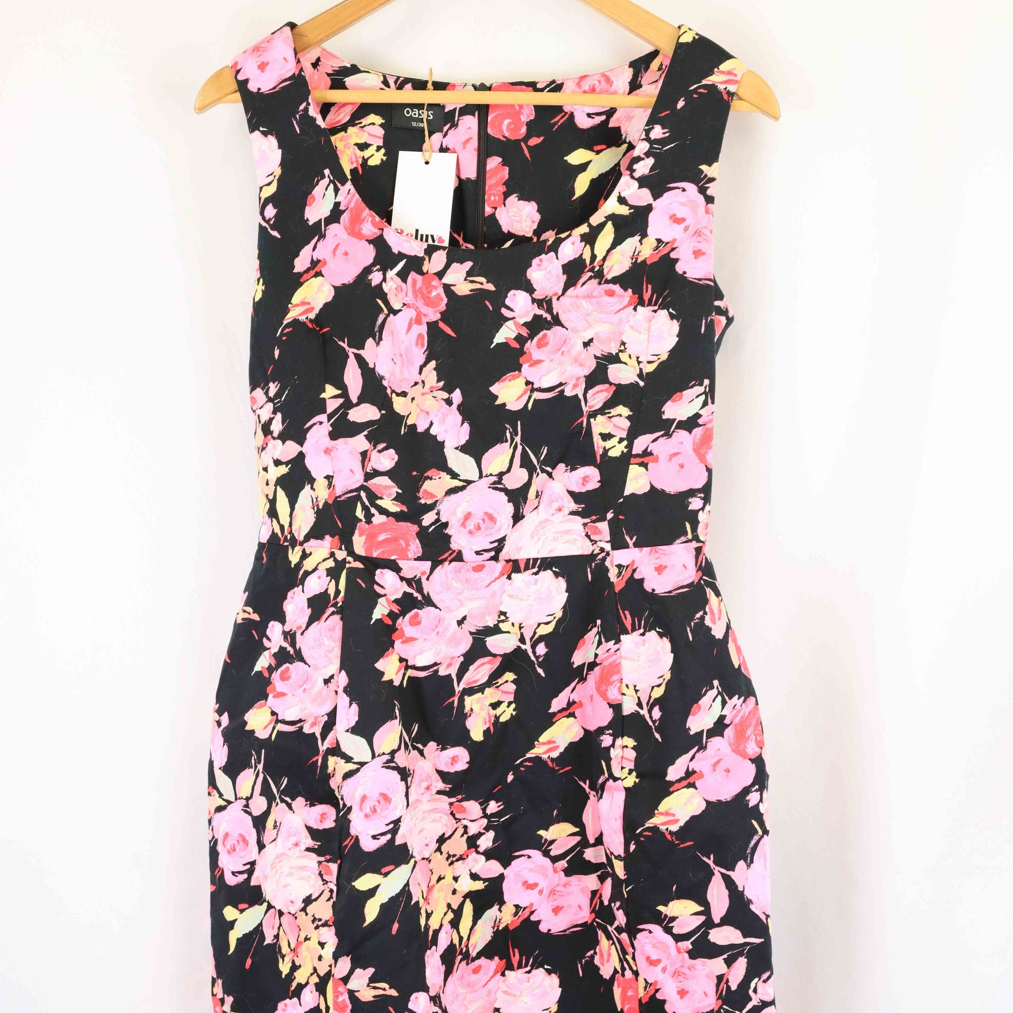 Oasis Black and Pink Floral Mini Dress 12