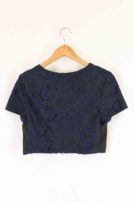 Lipsy Lodnon Navy Lace Cropped T-Shirt 12