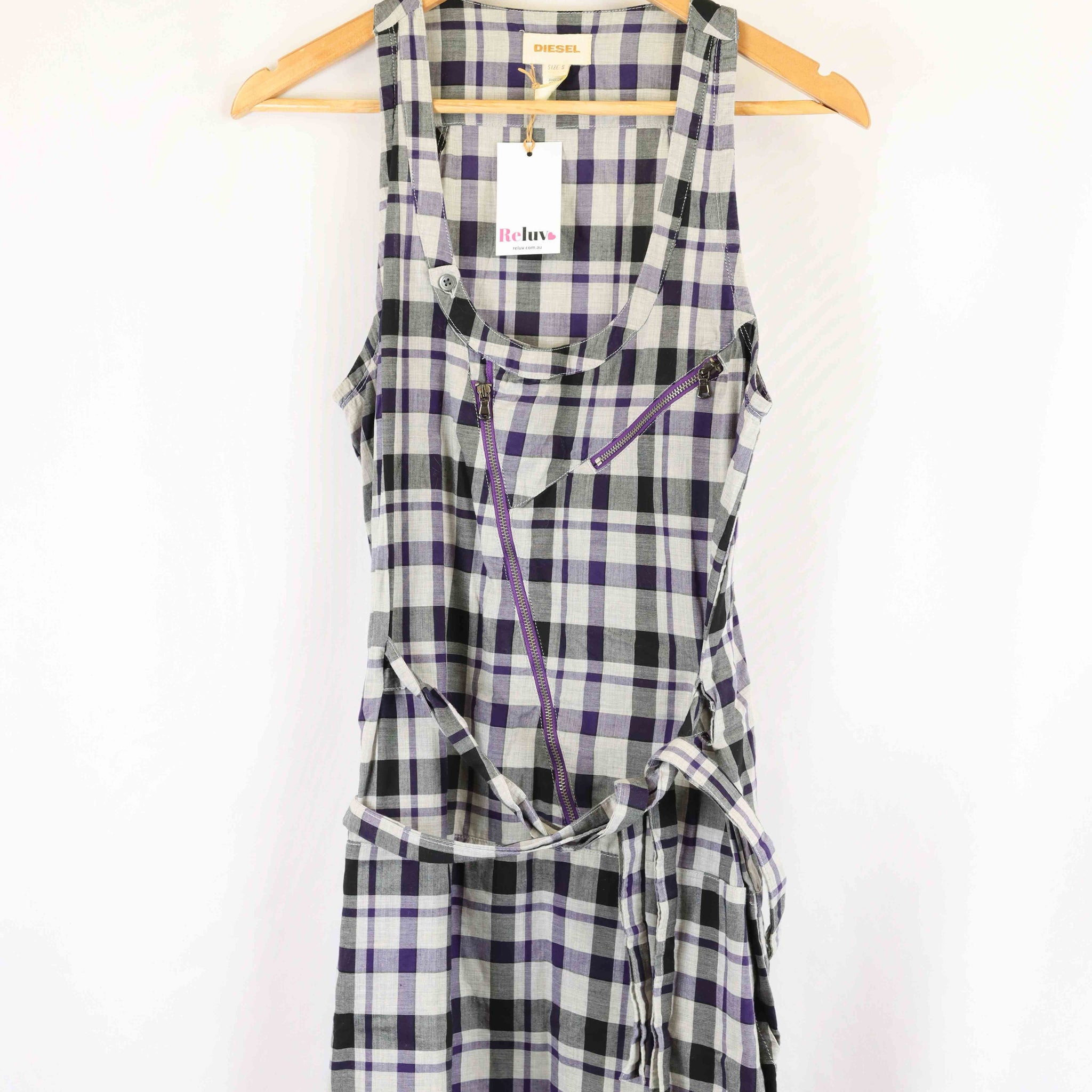 Diesel Purple Check Mini Dress S