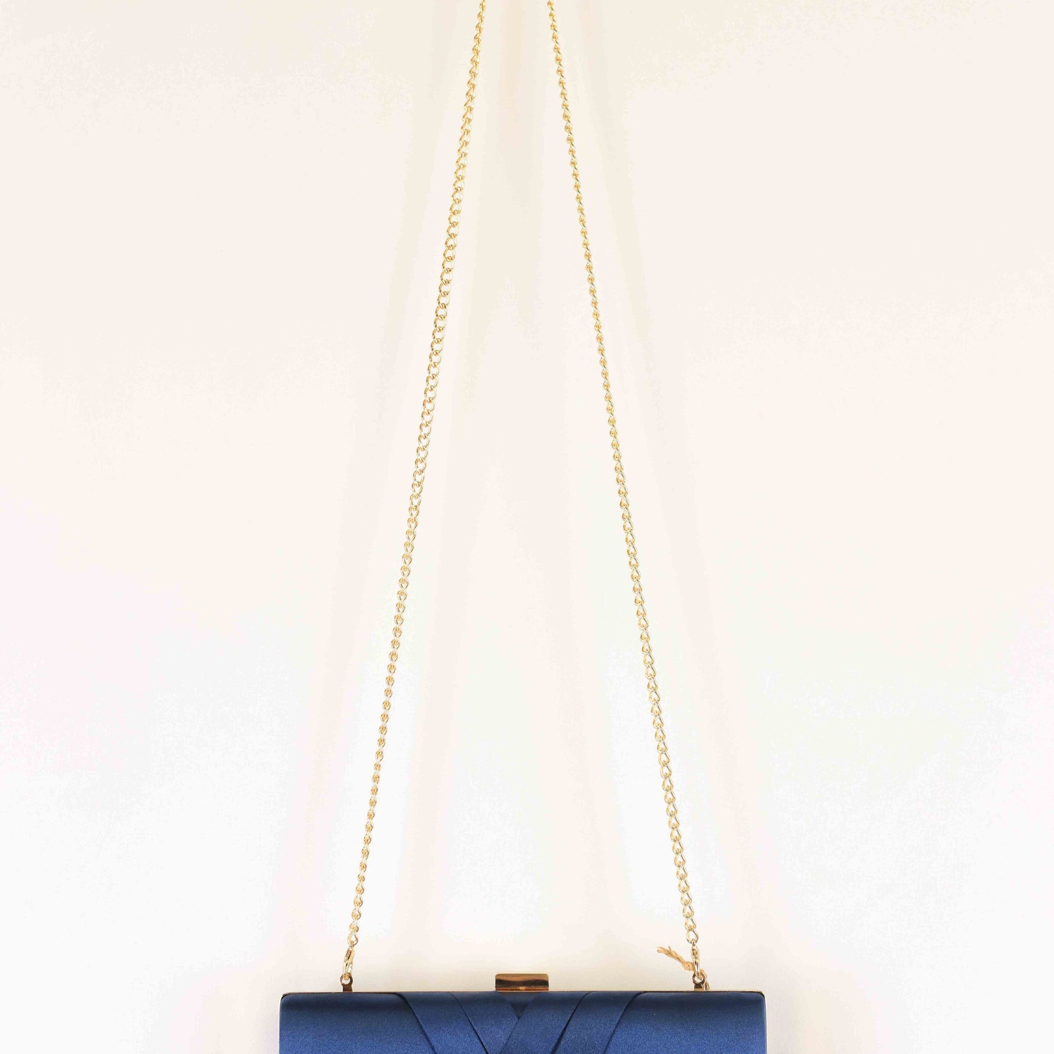 Colette Navy Satin Clutch