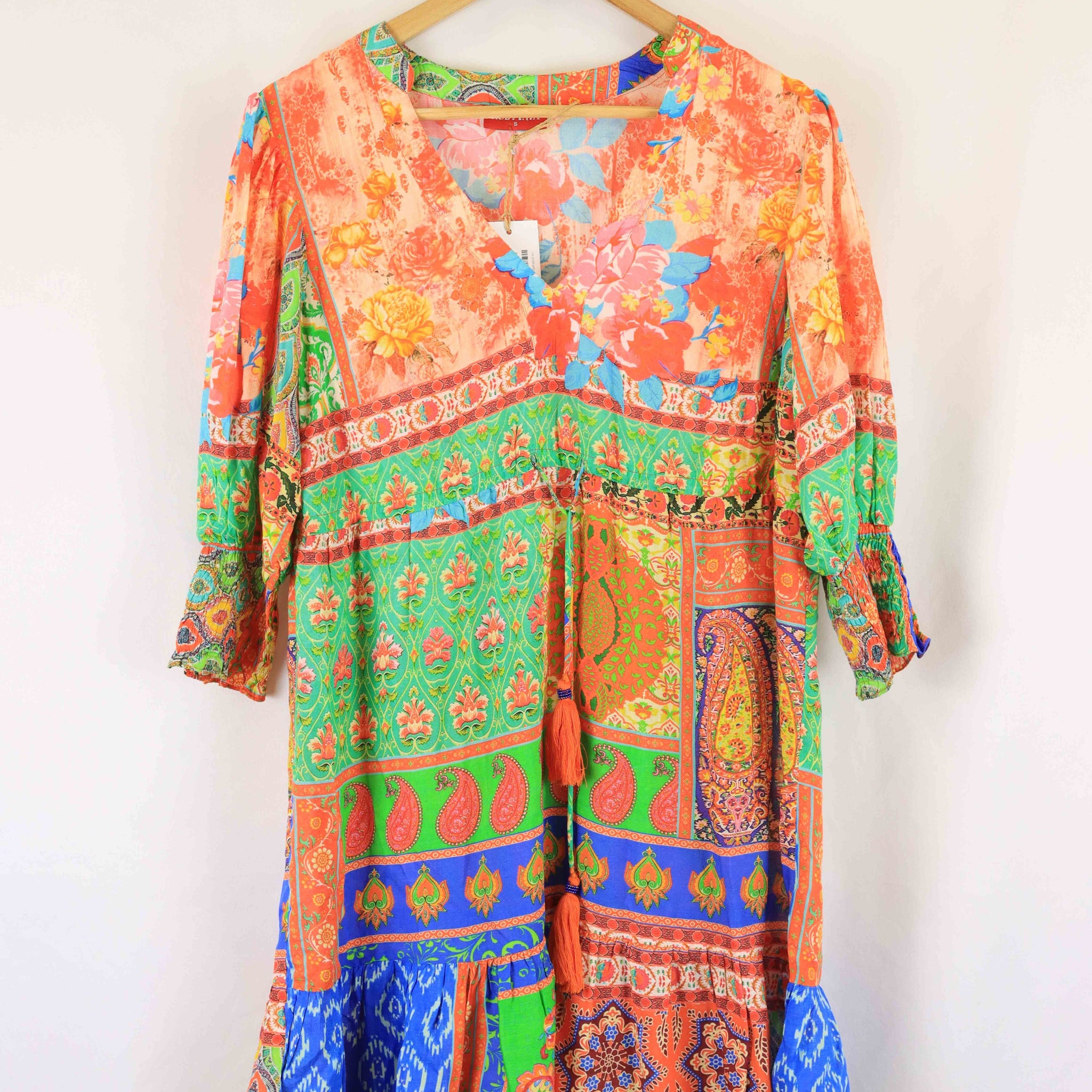 Rubyyaya Green And Orange Dress S