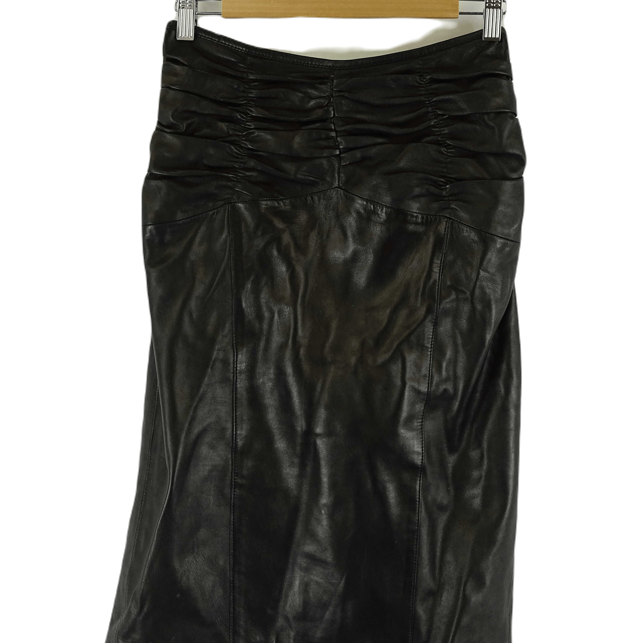 Burberry Black Leather Skirt 10