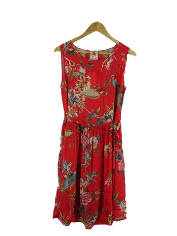 Johnny Was Red Floral Dress S