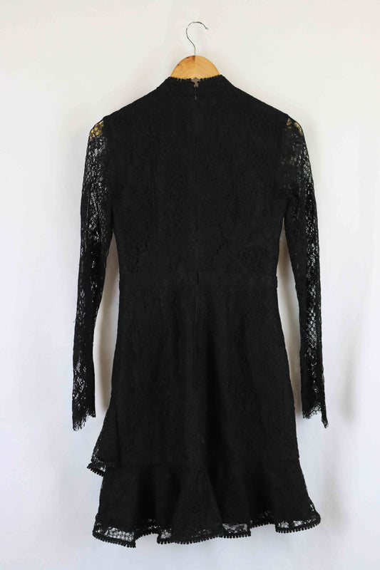 Forever New Black Lace Long Sleeve Midi Dress 8