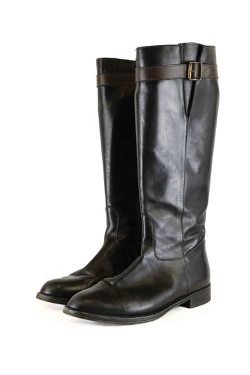 Porta Rossa Black Knee High Boot with Buckle AU/US 5 (EU 36)