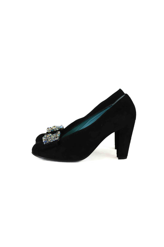 Thierry Rabotin Black Suede Pumps with Beads AU/US 5.5 (EU 36.5)